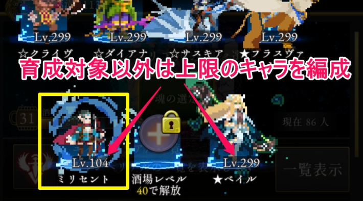 ログウィズのエインヘリアル編成画面