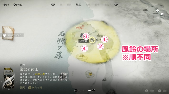 ゴーストオブヨウテイの常世の武士の4つの風鈴