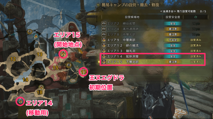 歴戦王ヌエグドラフリチャレのキャンプ準備