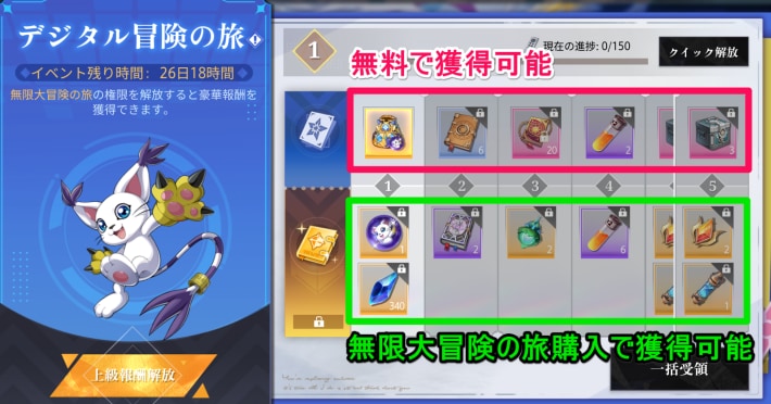 レベル報酬を獲得する