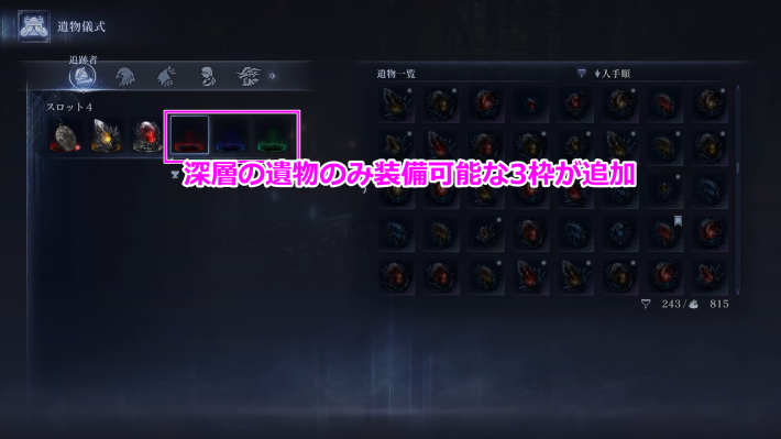 ナイトレインの深層の遺物の追加枠