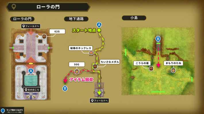 ローラの門・地下通路・小島・ルートあり