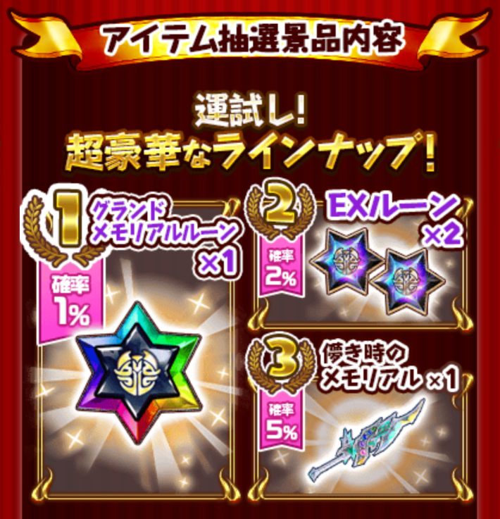 抽選で役立つアイテムがゲットできる！