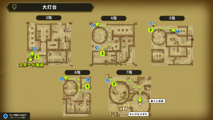 ドラクエ2リメイクの大灯台の7階にいる番人の場所