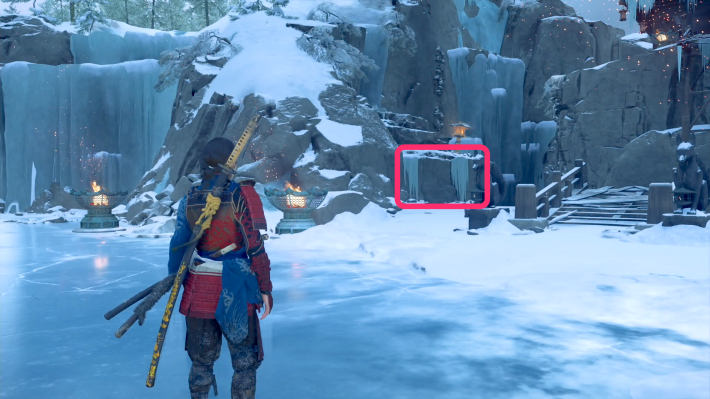 ゴーストオブヨウテイの雪枯の隠れ家地蔵まで行く壁