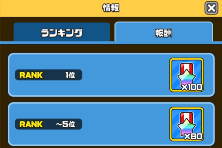 ランキング報酬を獲得できる