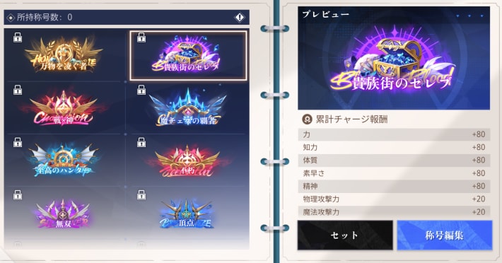 称号のセット
