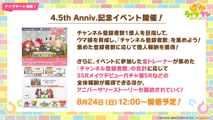 生放送『ぱかライブTV Vol.56 4.5周年記念 夏だ！音頭だ！ウマ娘祭！』情報まとめの画像
