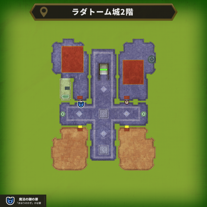 ドラクエ1リメイクのラダトーム城 - 2階魔法の鍵マップ