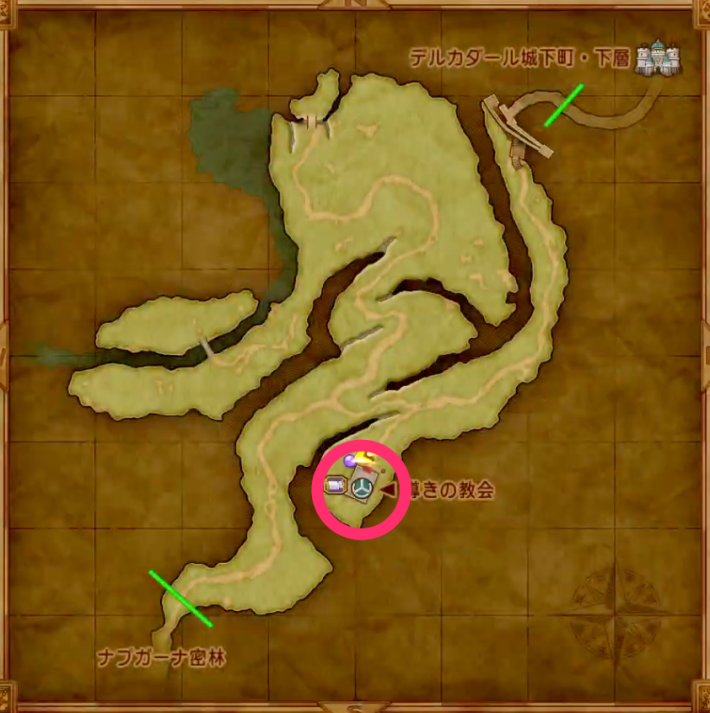 導きの教会にいる戦士の場所