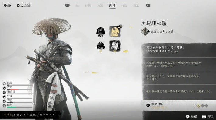 ゴーストオブヨウテイの九尾組の鎧