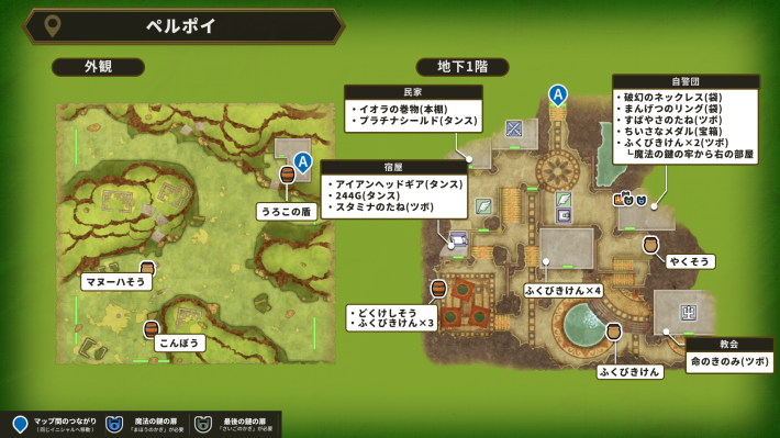 ドラクエ2リメイクのペルポイのアイテムマップ