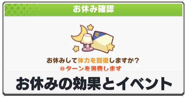 お休みの効果と発生イベントの画像