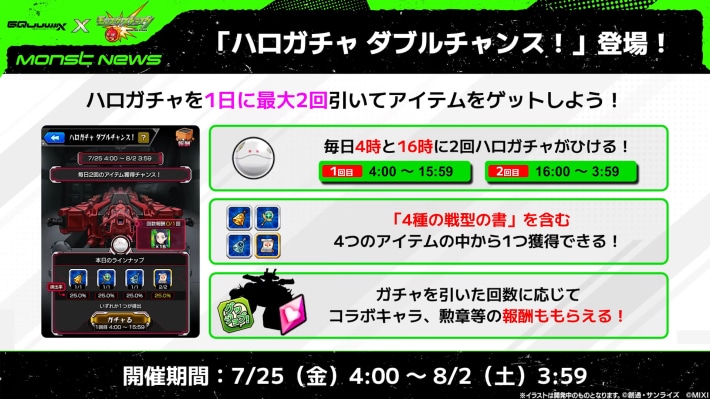 ハロガチャダブルチャンスが開催！