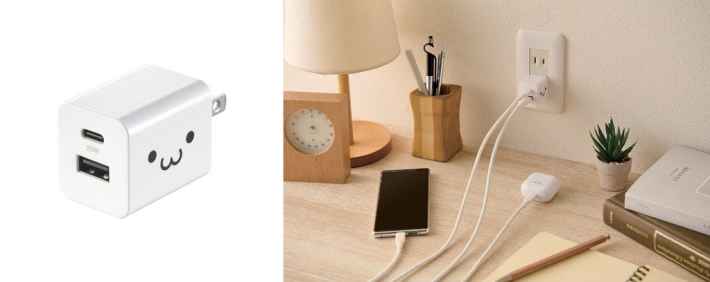 USB Power Delivery 20W AC充電器の製品画像と使用イメージ