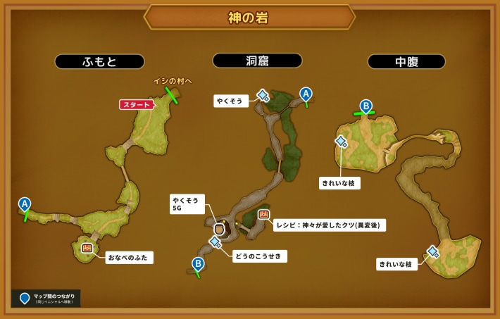 ドラクエ11Sの神の岩のマップ