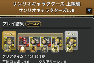 パズドラの四ノ宮キコルのLv6クリア履歴