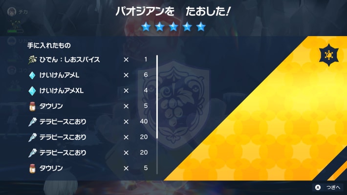 色違いパオジアンレイドの報酬