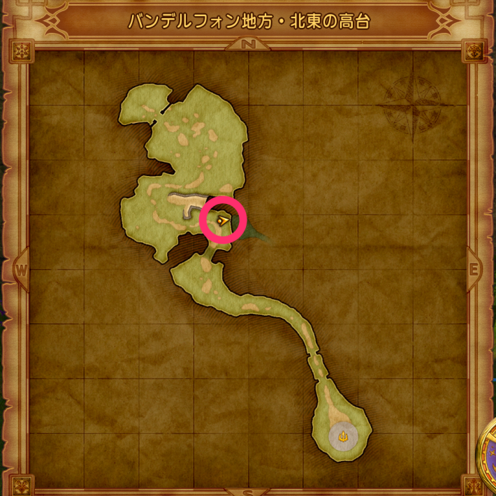 バンデルフォン地方・北東の高台のヨッチの場所