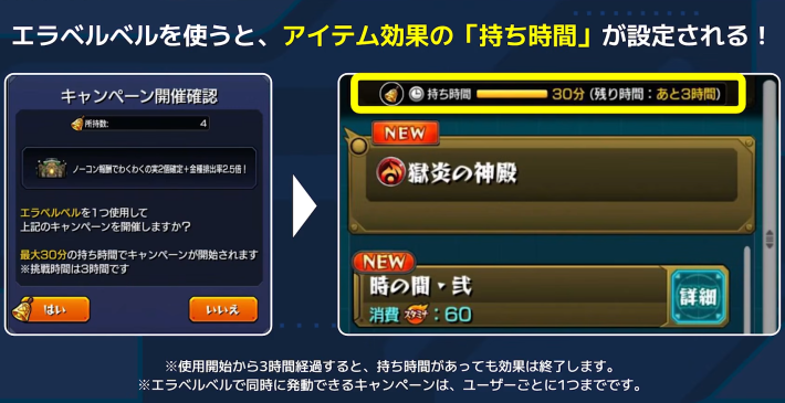 エラベルベルが持ち時間形式になる