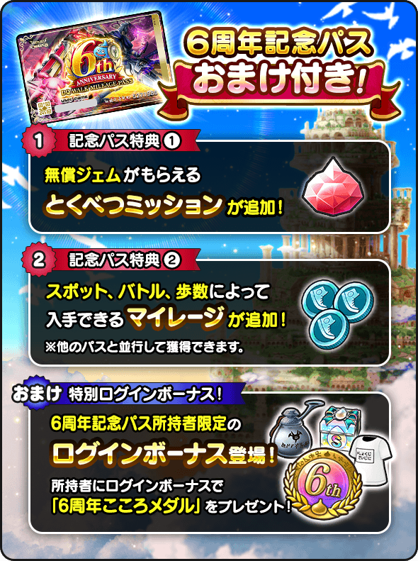 6周年記念パス