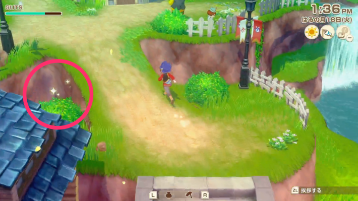 牧場物語風のグランドバザールのエンジュの落とし物の場所