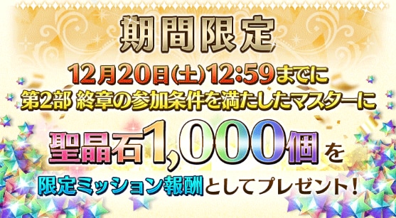 奏章Ⅳをクリアすると聖晶石1000個プレゼント