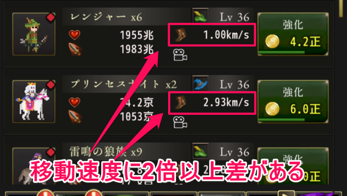 ログウィズの兵士の移動速度