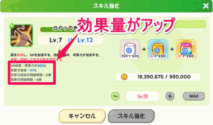スキルレベルの上げ方とメリットの画像