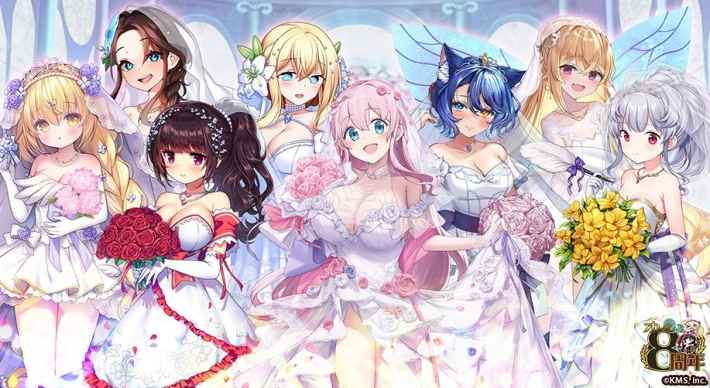 ウェディングドレス姿のキャラクターたち