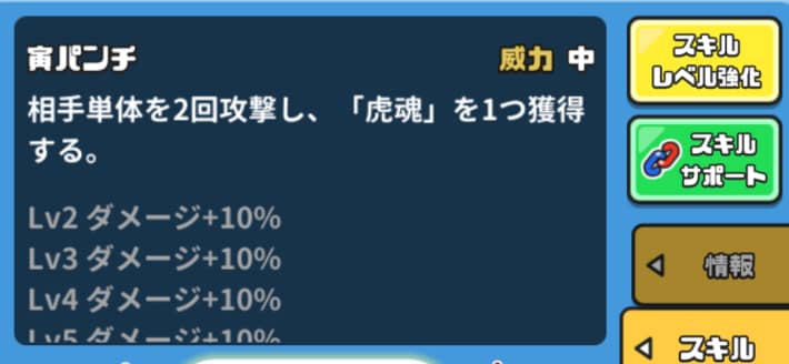 スキル1使用でも虎魂を獲得できる