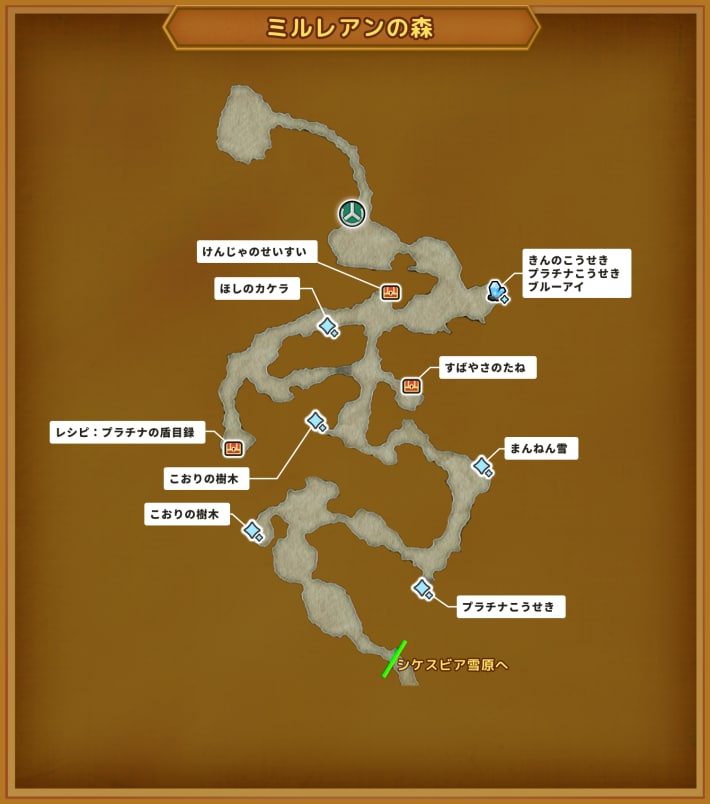 ドラクエ11Sのミルレアンの森のマップ