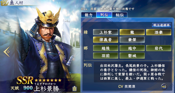 上杉景勝(900)の列伝