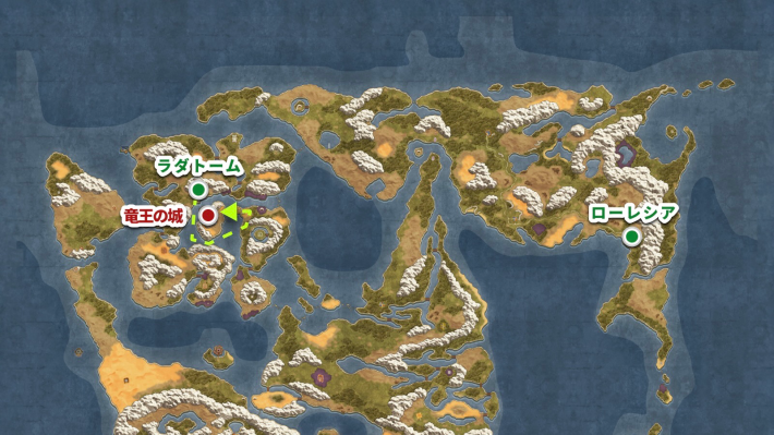 ドラクエ2リメイクの竜王の城のワールドマップ