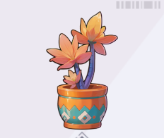 彩色陶器鉢の黄色い花