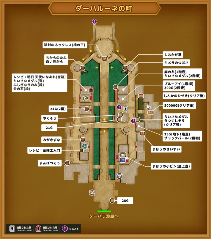 ドラクエ11Sのダーハルーネの町のマップ