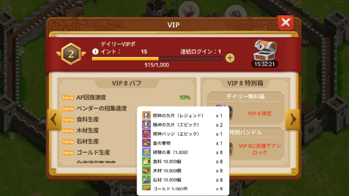 VIP8まで