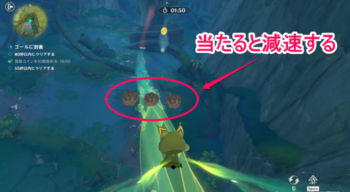 原神の高速パートナー偵察法の障害物は全て回避する