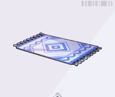 青い菱形模様のフリンジカーペット