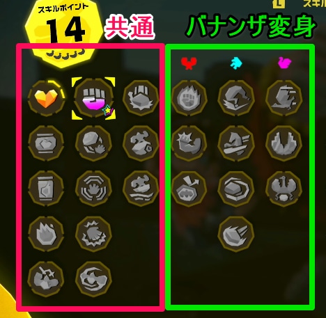 ドンキーコングバナンザのスキルの種類