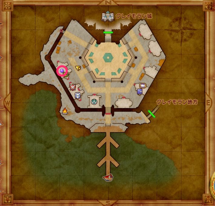 クレイモラン城下町の御用商人の場所
