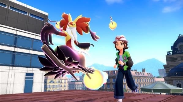 メガマフォクシーとトレーナー