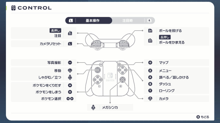 ポケモンZAの基本操作方法