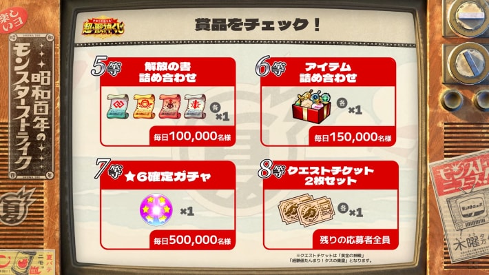 くじの参加/賞品情報