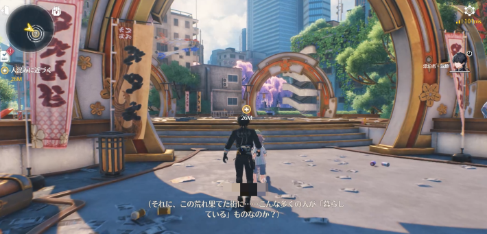 子どもについていき人混みに近づく