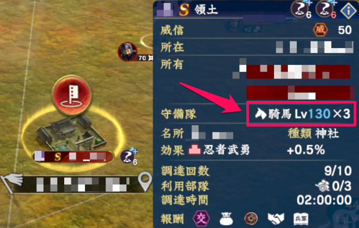 狼煙台により強化されたSランク領土の守備隊