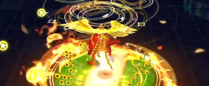 敵に向かって歩きながら攻撃+味方のHP回復