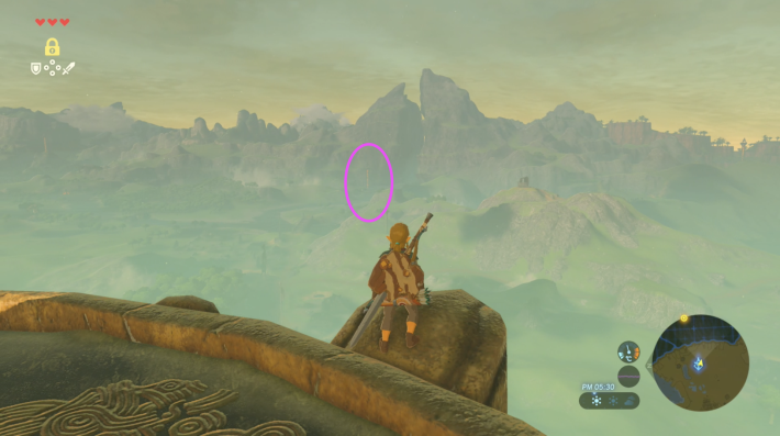 始まりの塔から東に双子山の塔がある