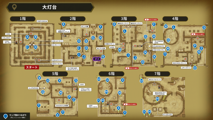 ドラクエ2リメイクの大灯台のマップ