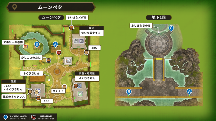 ドラクエ2リメイクのムーンペタアイテムマップ